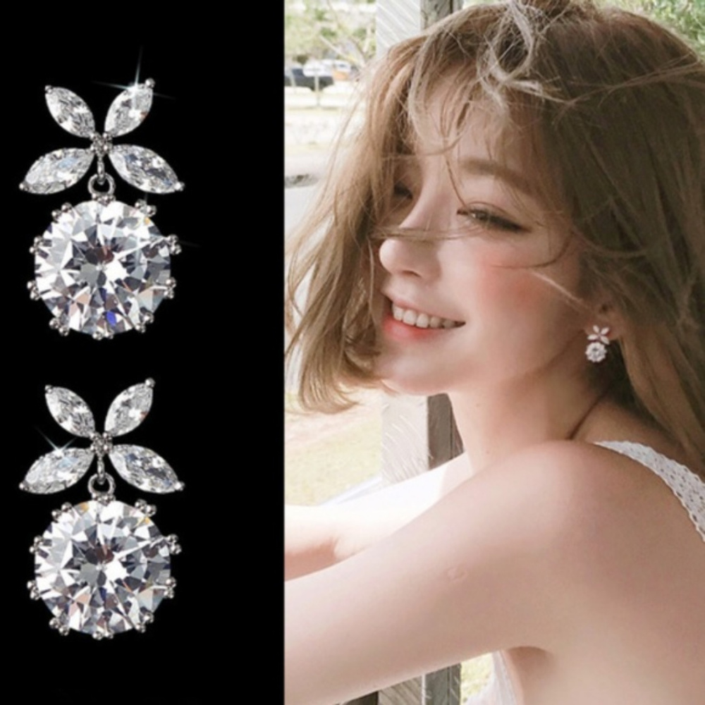 Sterling Silver Post Cubic Zirconia Earrings